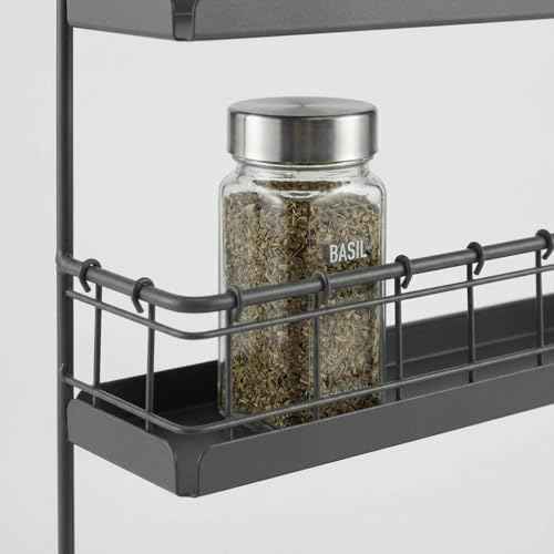 3 Tier Hanging Spice Rack for Wall Black Steel Kitchen Spice Organizer