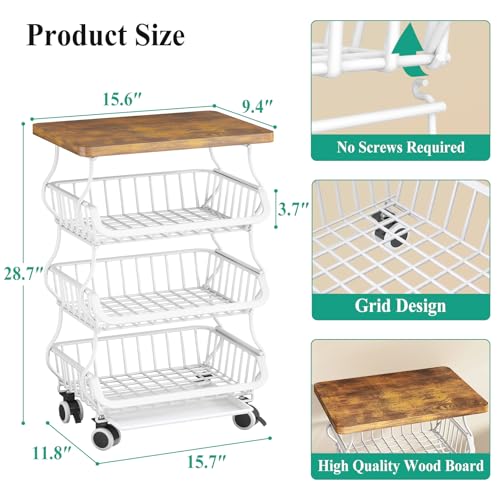 4 Tier Fruit and Vegetable Basket Stand for Kitchen