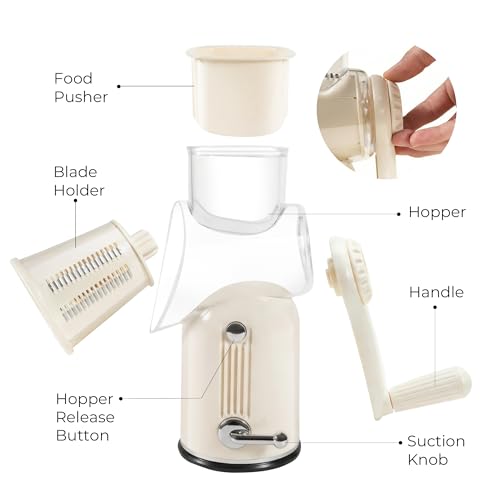 Rotary Cheese Grater 5 Blades Mandoline Slicer for Vegetable