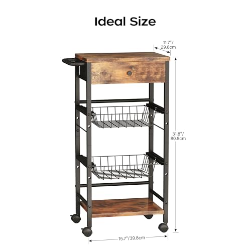 Kitchen Organizer and Storage Cart with Fabric Drawer and Convenient Handle