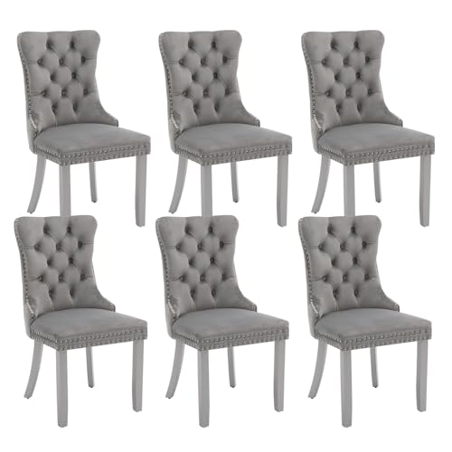 Grey Velvet Dining Chairs Set of 6 (6 Count)