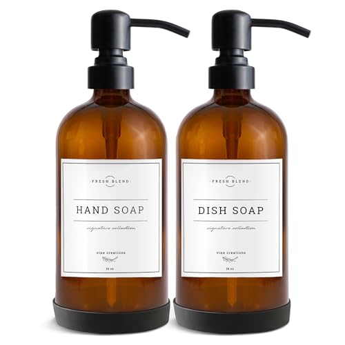 Amber Glass Soap Dispenser (2 Count)