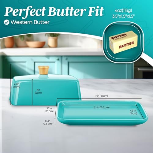 Large Ceramic Butter Dish with Lid for Countertop