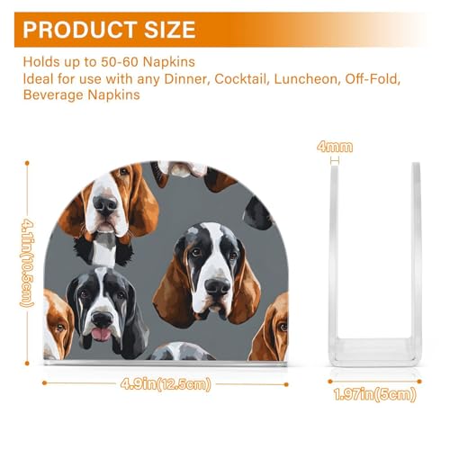 Basset Hound Dogs Napkin Holder for Table Paper Napkins Holder Acrylic Tissue Dispenser Kitchen Dining Room Bathroom Party Car Decor