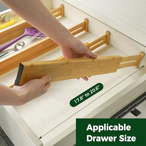 4 Pcs Bamboo Kitchen Drawer Dividers
