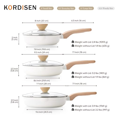 Ceramic Nonstick Frying Pan Skillet Set with Lid