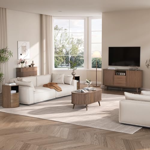 Oval Lift Top Coffee Table with Storage for Living Room