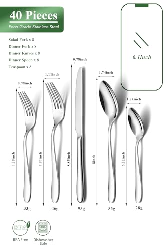 40 Piece Silverware Set for 8 (40 Count)