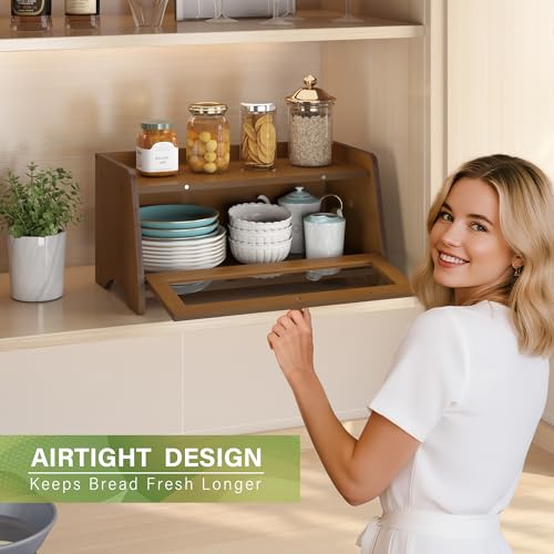 Double Layer Bread Box for Kitchen Countertop