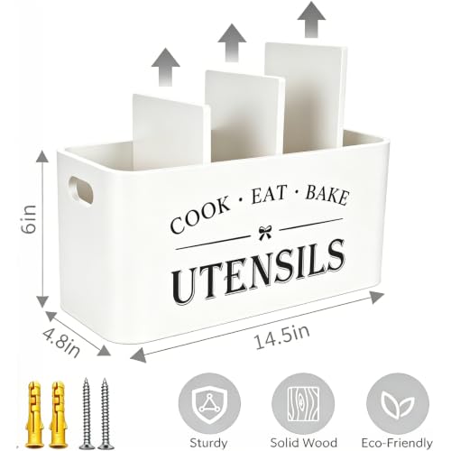 Wooden Kitchen Utensil Holder Organizer for Counter or Countertop