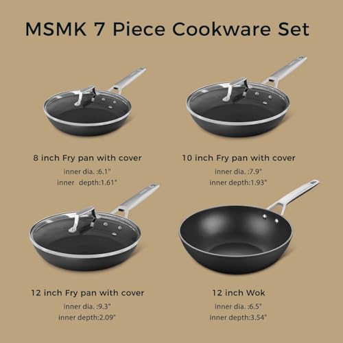 7 Piece Nonstick Frying Pan Set with Lid