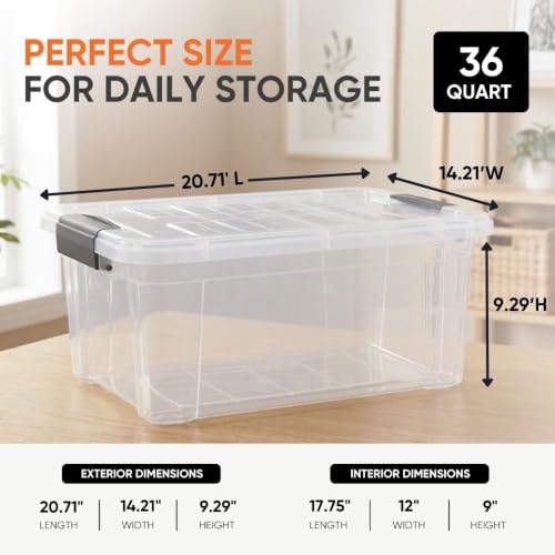 36 Quart Clear Plastic Storage Boxes with Lids (10 Count)
