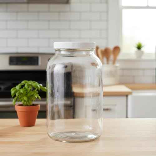 1 Gallon Glass Jar Wide Mouth with Airtight Foam Lined Plastic Lid (3 Count)