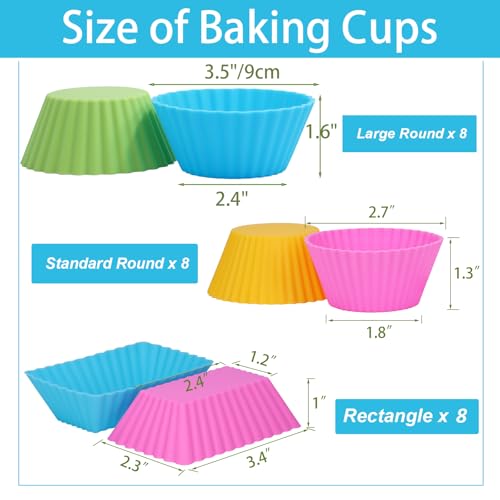 24Pack Silicone Muffin Baking Cups Cupcake Liners Lunch Box Bento Dividers (24 Count)