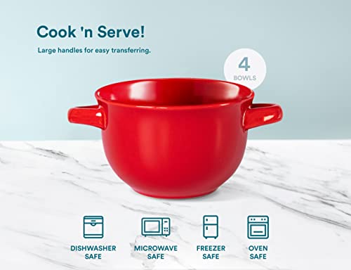 French Onion Soup Crocks with Lids & Handles (4 Count)
