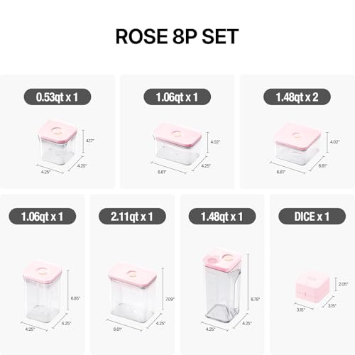 Premium Airtight Food Storage Containers ROSE 8P (8 Count)