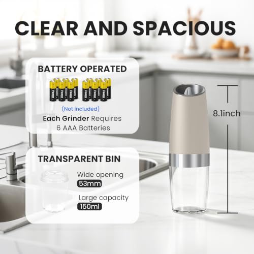 Battery Operated Gravity Salt And Pepper Grinder Set (2 Count)