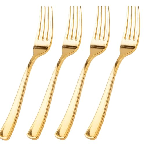 100 Pcs Gold Plastic Forks (100 Count)