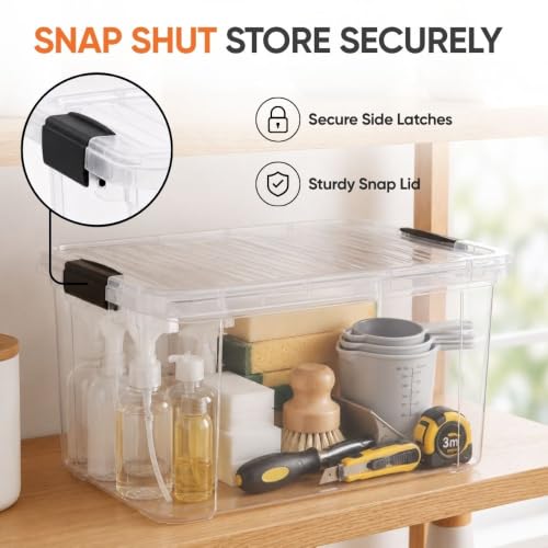 14.7 Quart Clear Plastic Storage Boxes with Lids (6 Count)