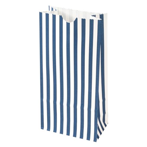 Blue And White Stripe Paper Bag (100 Count)