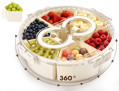Divided Snack Serving Tray with Lid and Handle