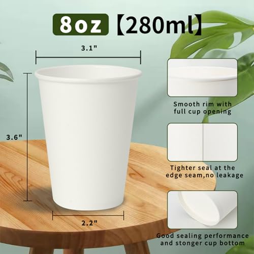 100 Pack 8 oz Disposable Paper Coffee Cups (100 Count)