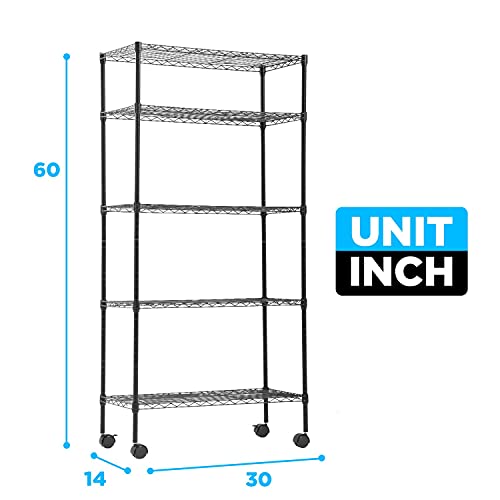 5 Tier Wire Shelf with Wheels