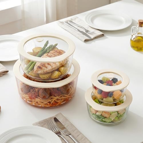 Glass Food Container Set with Glass Lid (3 Count)