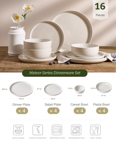 Meteor 16 Piece Dinnerware Set with Pasta Bowls
