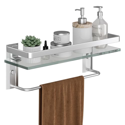 Bathroom Wall Shelf with Towel Bar