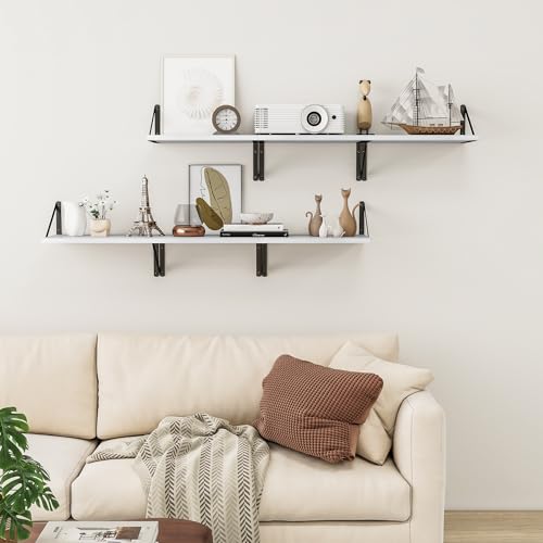16W x 12D Deep Floating Shelves Set of 3 White (3 Count)