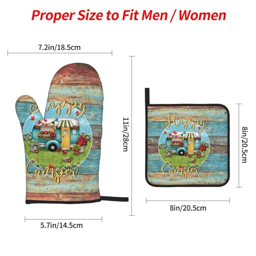 Happy Camper Oven Mitts and Pot Holders Sets of 4
