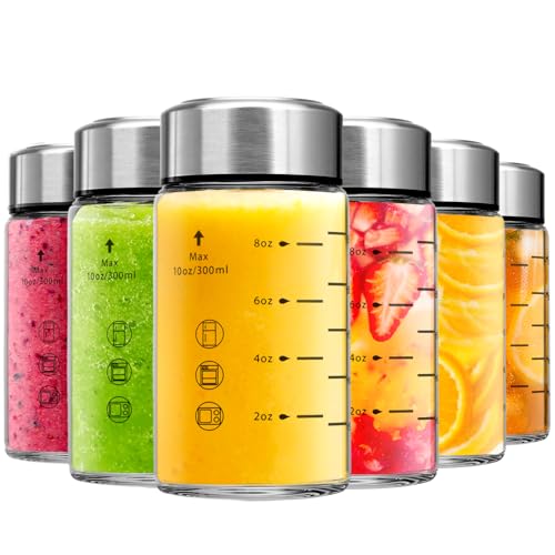 Glass Juice Bottles 6 Pack 10 oz (6 Count)