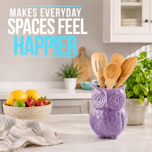 Purple Owl Utensil Holder