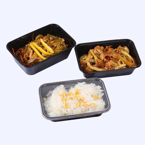 24oz Square Plastic Meal Prep Containers Reusable With Lids. (100 Count)