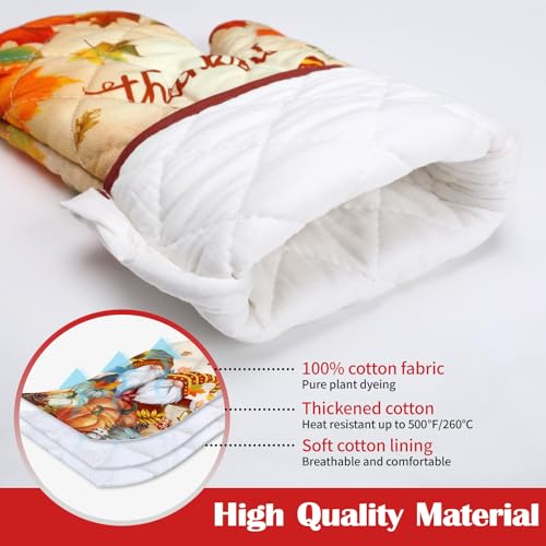 Thanksgiving Gnome Kitchen Towels and Oven Mitts Set (4 Count)