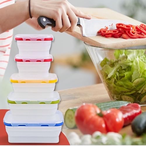 Collapsible Food Storage Containers with Lids (5 Count)