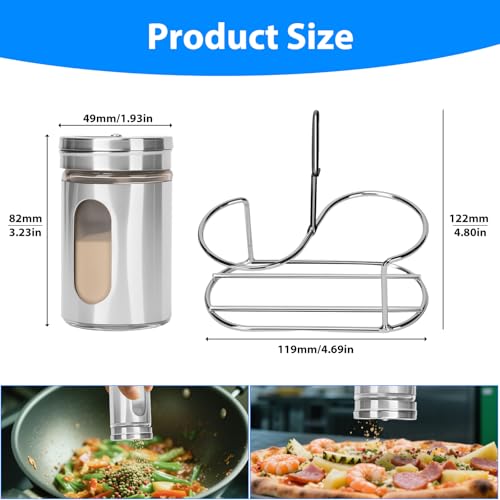 Glass Salt and Pepper Shaker Set with Seasoning Rack