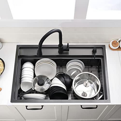 33 Inch Black Drop In Kitchen Sink