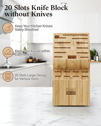 Bamboo Knife Storage Block without Knives (20 Count)
