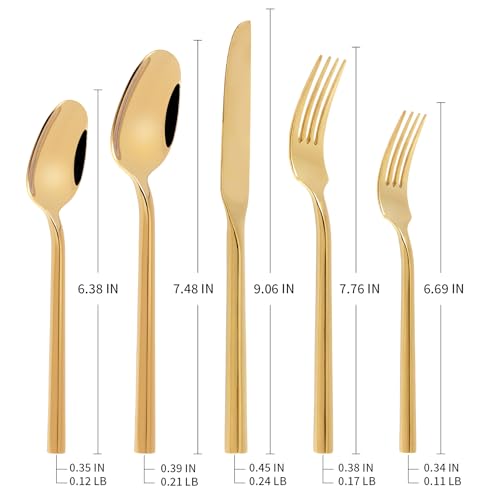 Gold Silverware Set with Hexagon Handle 20 Pieces Service for 4 (4 Count)