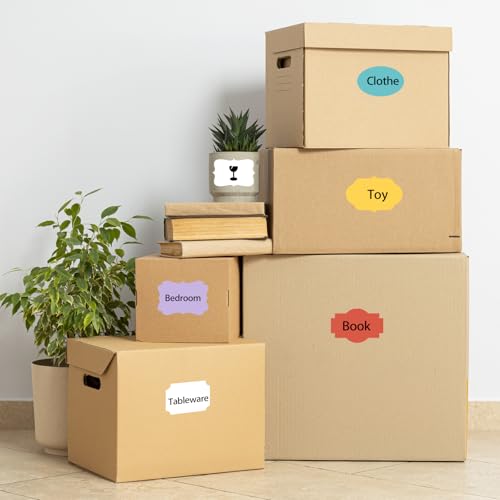 White Labels 250 PCS 3" x 2" Fancy Shape Stickers for Storage Box or Food Jars
