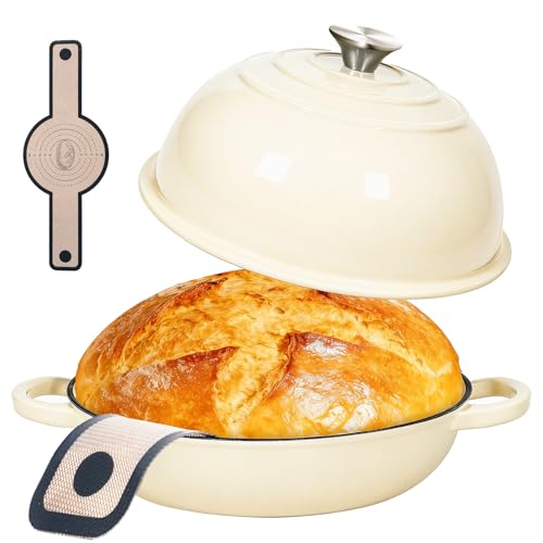 6QT Enameled Cast Iron Dutch Oven For Sourdough Bread Baking