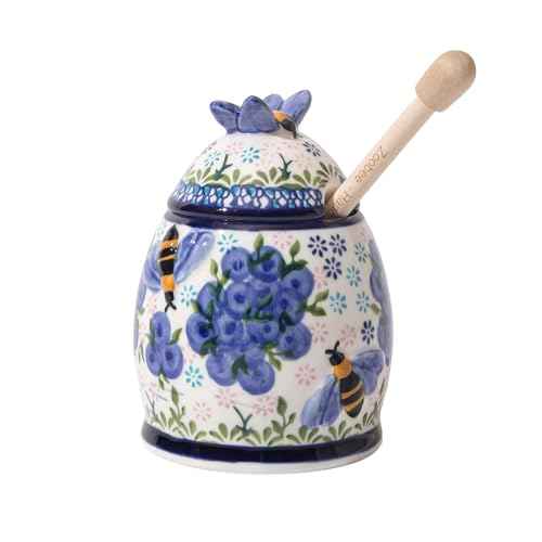 10oz Blueberry Breeze Handpainted Ceramic Honey Jar (10 Fl Oz)