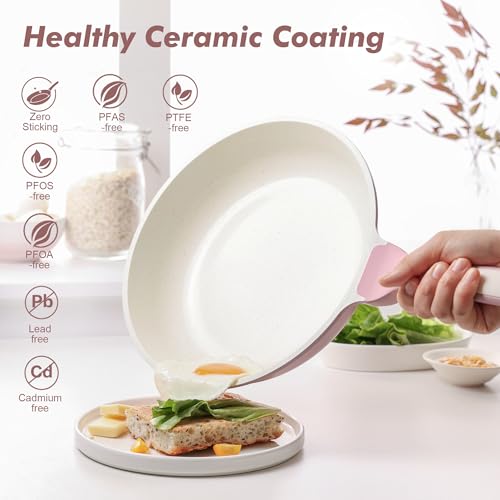 8Inch Nonstick Ceramic Frying Pan with Lid