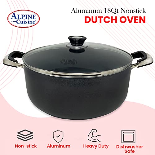 18 Quart Non stick Stock Pot with Tempered Glass Lid and Carrying Handles