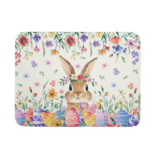 Easter Rabbit Dish Drying Mat Spring Flower Dish Drainer Rack Mats 18x24 inch Absorbent Microfiber Fast Dry Pad Kitchen Counter Accessories