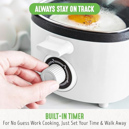 3-in-1 Breakfast Maker Station, Healthy Ceramic Nonstick Dual Griddles for Eggs Meat Sausage Bacon Pancakes and Breakfast Sandwiches, 2 Slice Toast Drawer, Easy-to-use Timer, White