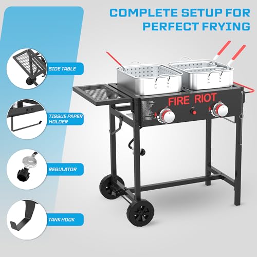 36QT Outdoor Propane Deep Fryer with Rolling Cart (2 Count)