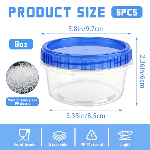 6 Pack Freezer Containers with Screw On Lids (6 Count)